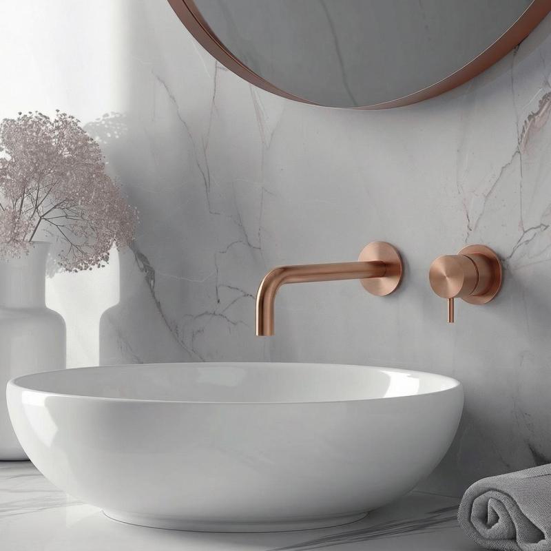 Waterevolution Flow Upotettava pesuallashana, PVD-pinnoitettu harjattu kupari, suihkuputki 21 cm, T116BCPE-21