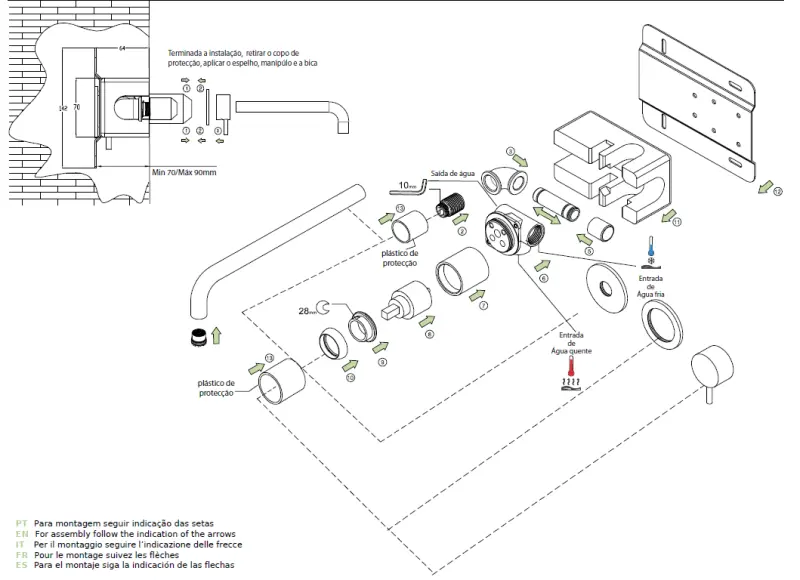 Waterevolution Flow inbouw wastafelkraan met afdekplaat PVD Light Gold met uitloop 15cm T1161WGE-15 vertalen naar het Fins zou zijn:

Waterevolution Flow upotettu pesuallashana peitelevyllä P