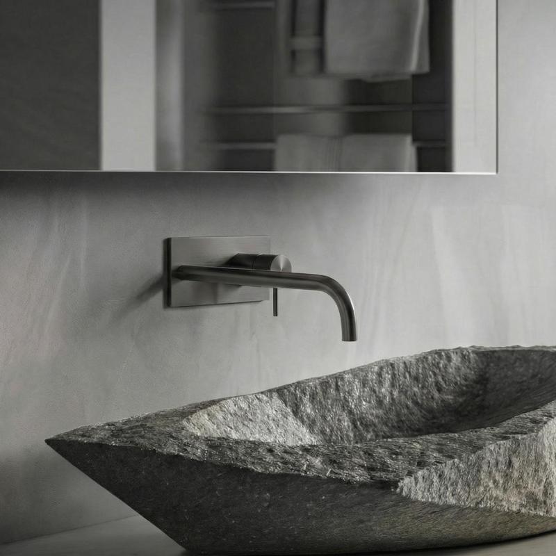 Waterevolution Flow inbouw wastafelkraan met afdekplaat PVD Gun Metal met uitloop 25cm T1161GME-25

Waterevolution Flow sisäänrakennettu pesuallashana peitelevyllä PVD Gun Metal, ulostulo 25 