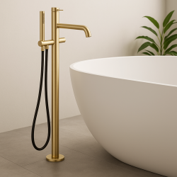 Waterevolution Flow vapaasti seisova kylpyhana käsisuihkulla Light Gold T133WGE