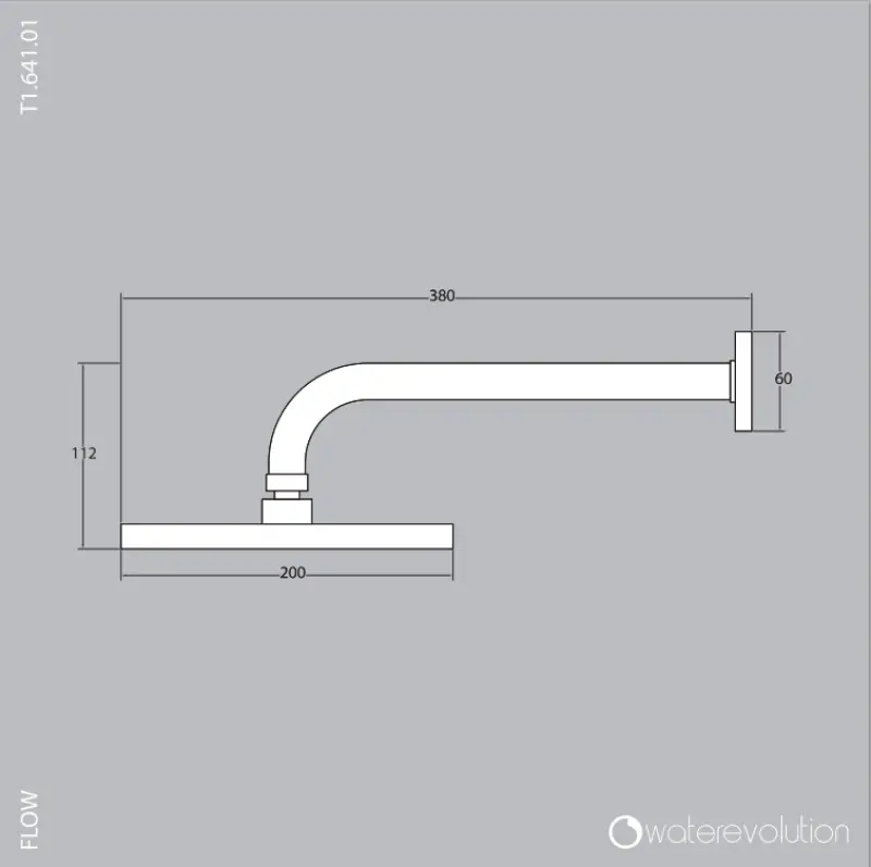 Waterevolution Flow suihkupää 200 mm, seinäkiinnitys, harjattu kupari T1641CPE