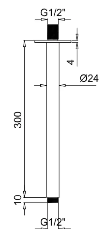 SB Rubinetterie Universal ceiling shower arm round 30cm colour matt black 1208946684