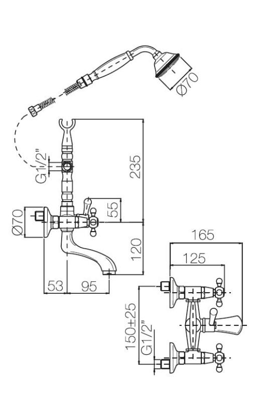 PB Vapaasti seisova kylpyammehana nostalginen tähtinupit RST 6000