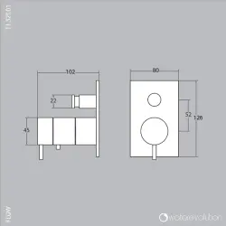 Waterevolution Flow inbouwdouchethermostaat met 2 uitgangen matzwart T132TBBPR met TEC-box