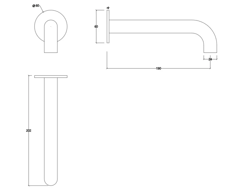 Waterevolution Flow bath spout matt white T167119BR length spout 19cm