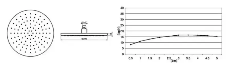 Waterevolution Flow head shower 300mm with wall connection matt black