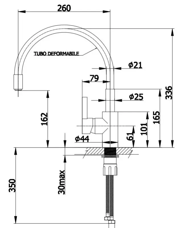 DEMM keittiöhana kääntyvällä juoksuputkella kromi/musta 1208947023