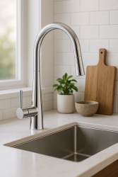 DEMM keittiöhana ulosvedettävällä juoksuputkella kromi 1208947332