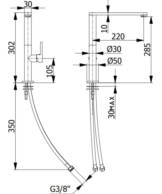 DEMM keittiöhana yksikahvainen kääntyvällä juoksuputkella kromi 1208947354
