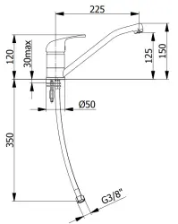 DEMM keittiöhana, yksivipuinen, kääntyvällä juoksuputkella, kromi 1208947358
