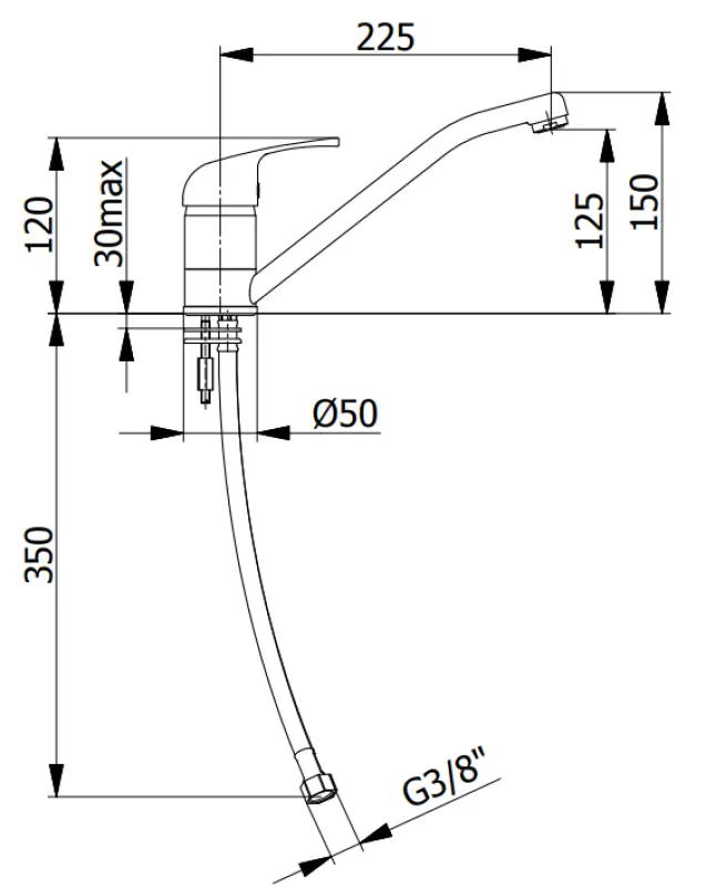 DEMM keittiöhana, yksivipuinen, kääntyvällä juoksuputkella, kromi 1208947358
