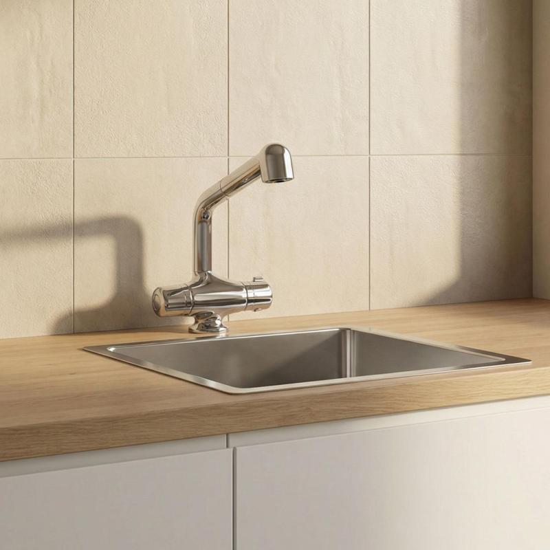 DEMM thermostatic kitchen tap with pull-out spout with rinse shower function chrome 1208947360