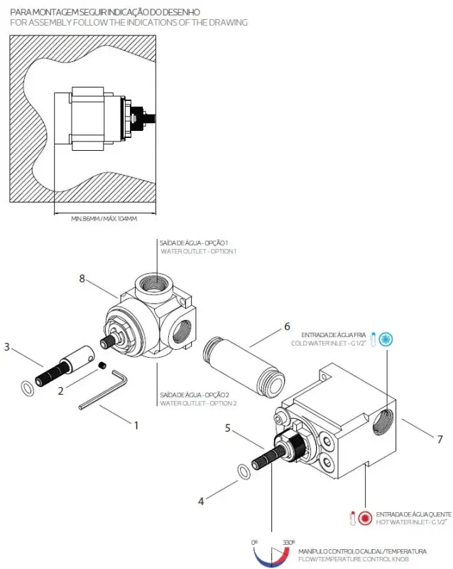 Waterevolution Flow upotettava suihkutermeetti, 1 vaihtoventtiili, gun metal 1208948849