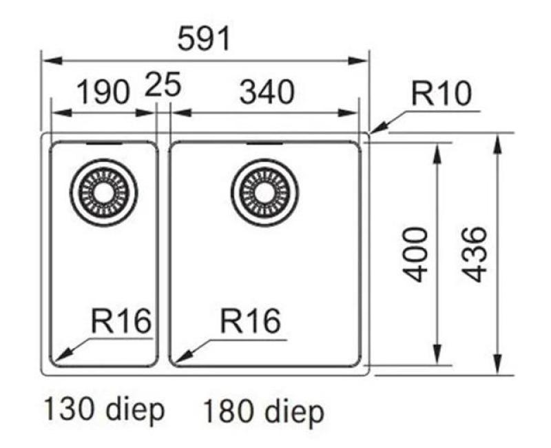 Franke Maris MRX 260 BR 1,5 puolitoista ruostumaton teräs pesuallas tasoasennus suuri allas oikealla 1270568040