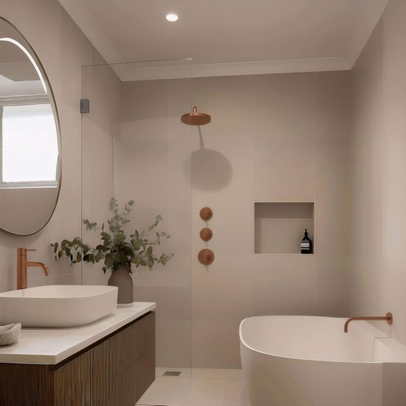 Waterevolution Flow Built-in Shower Thermostat with 2 shut-off valves PVD brushed copper 1208952872