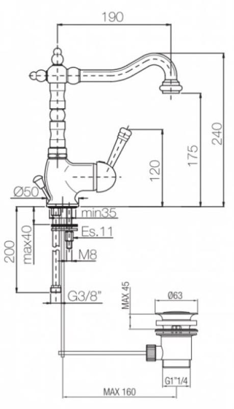 PB Wastafelhano nostalginen Vintage Pronssi