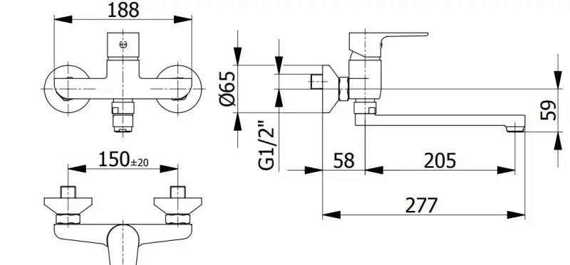 Blusani Keittiöhana Seinähana Kromi pitkä ulosvedettävä 27 cm 1208952918