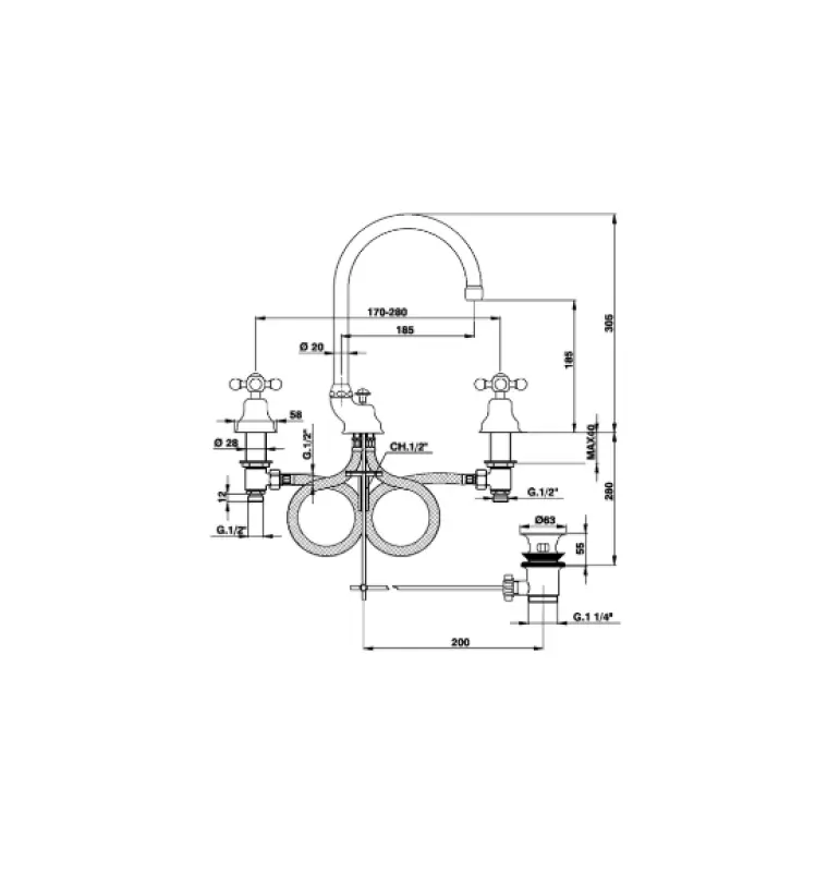 Cisal Arcana Keraminen Kolmireikäinen Pesuallashana Pronssi AC00106027