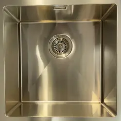 Ausmann Mosel ruostumattomasta teräksestä valmistettu pesuallas kullanvärinen PVD Gold 40x40 upotus-, taso- ja päälleasennus 080914