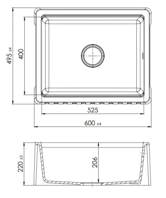 GraniteMy Tradition maalaistyylinen kaksipuolinen graniittiallas 60x48 cm, musta upotettu (undermount) 1208953016