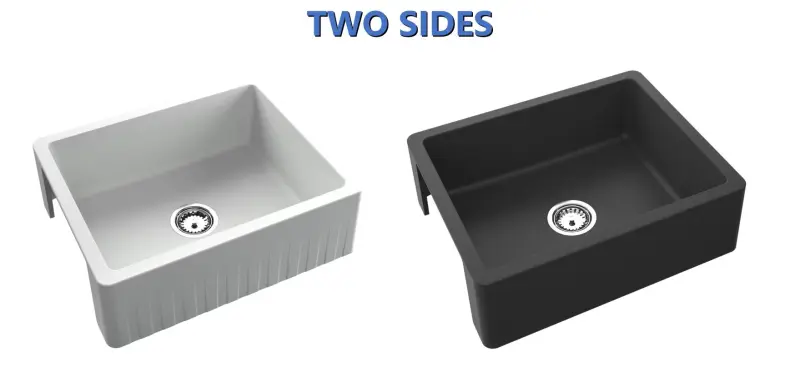 GraniteMy Tradition farmhouse sink, two-sided granite sink 60x48 cm, white undermount 1208953017