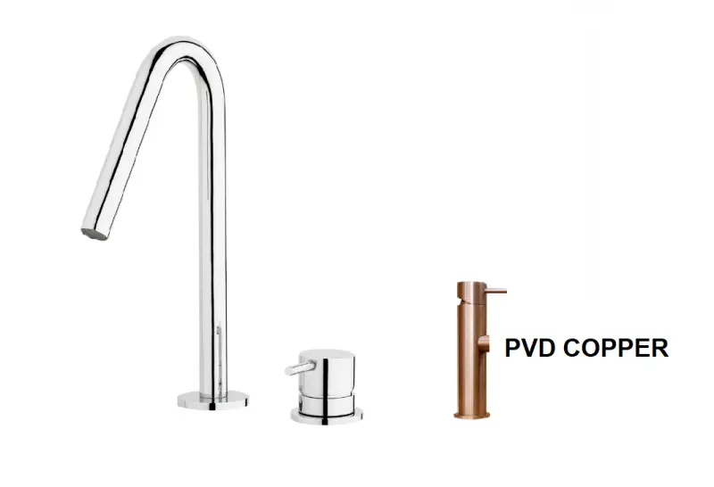 Waterevolution Flow 2-reikäinen pesuallashana v pieni ulostulo 120 mm PVD harjattu kupari T112VCPE