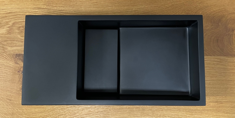 Solid-S Solid Surface -suihkulähde, L36 x S18 x K10 cm, mattamusta, suojakannella 1208953168