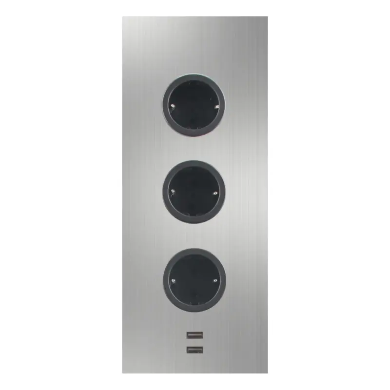 Power socket with 3 earthed outlets and 2 USB chargers stainless steel 1208953216