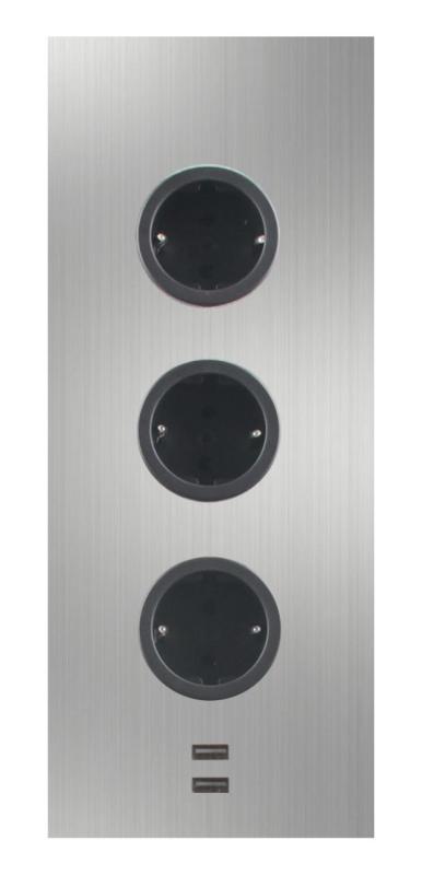 Indux Corner Energia-pylväs, jossa on 3 pistorasiaa, maadoitus ja kaksois-USB-A&amp;C-laturi, ruostumaton teräs 1208953216