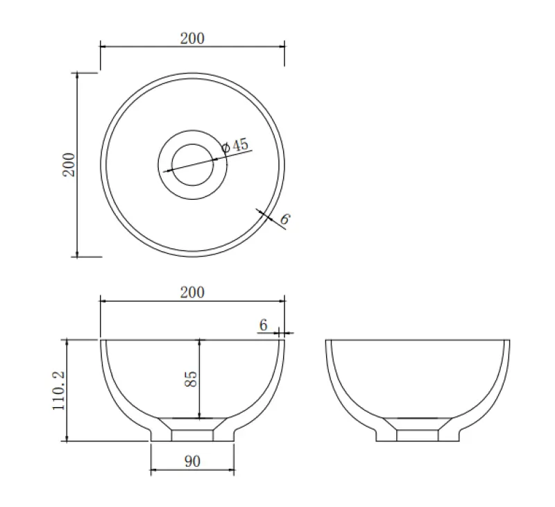 Solid S -pieni pesuallas, Solid Surface, pyöreä, 20 x 20 x 11 cm, mattamusta, 1208953268