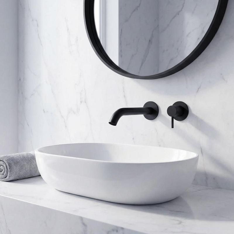 SB Round basin mixer tap, recessed, matt black - 102mm