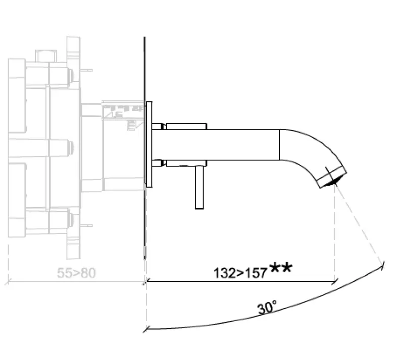 SB Round sisäänrakennettu pesuallashana harjattua messinkiä PVD 132mm