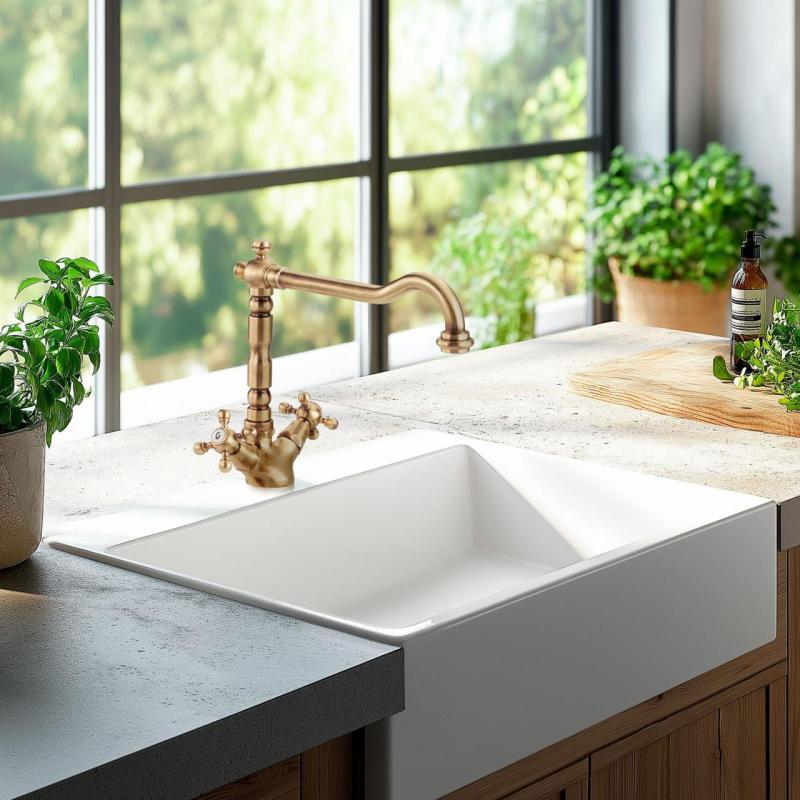 Nostalgic kitchen tap V1910 Brass Nature tap discoloured aged 1208953525