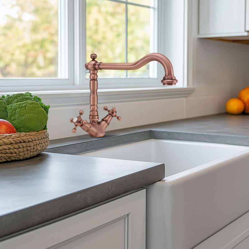 Nostalgic classic kitchen tap V1910 Copper with swivel spout 1208953526