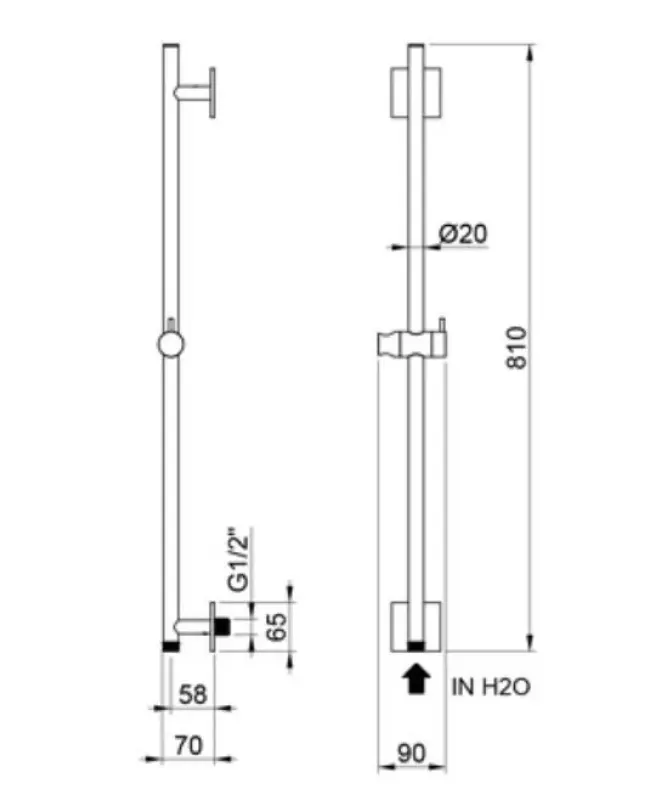 SB Rubinetterie Universale 316 RST liukukisko harjattua vedensyöttöliitännällä 1208953564