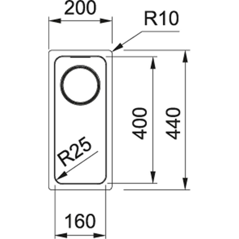 Franke Mythos MYX 110.16 ruostumaton teräs pieni pesuallas 16x40 cm alapuolinen asennus 122.0638.196