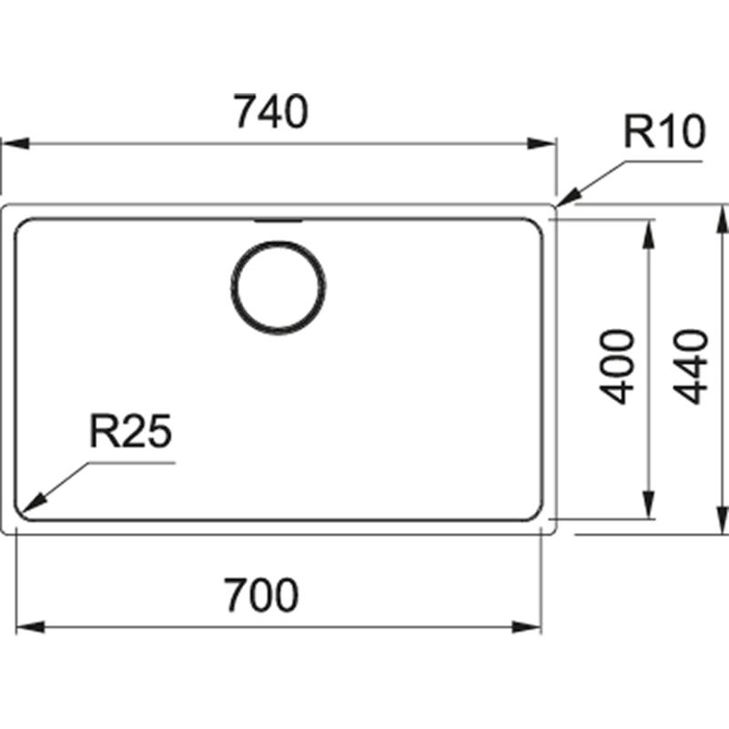 Franke Mythos MYX 110.70 ruostumattomasta teräksestä pesuallas 70x40cm alapuolinen asennus 122.0638.271
