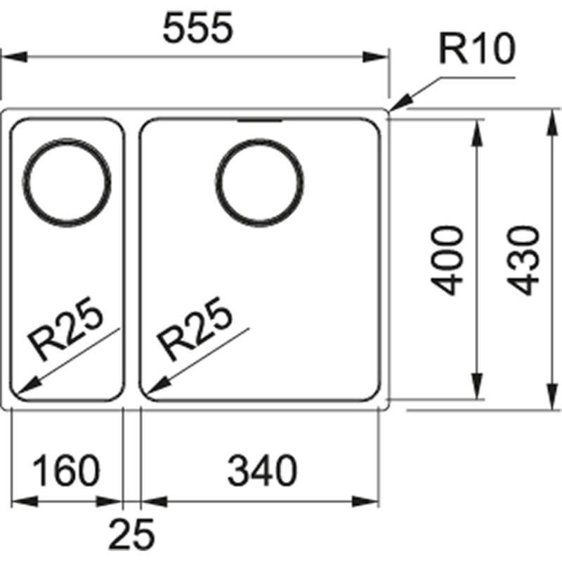 Franke Mythos MYX 160.34.16 BR one and a half stainless steel sink undermount 16+34cm 122.0638.272