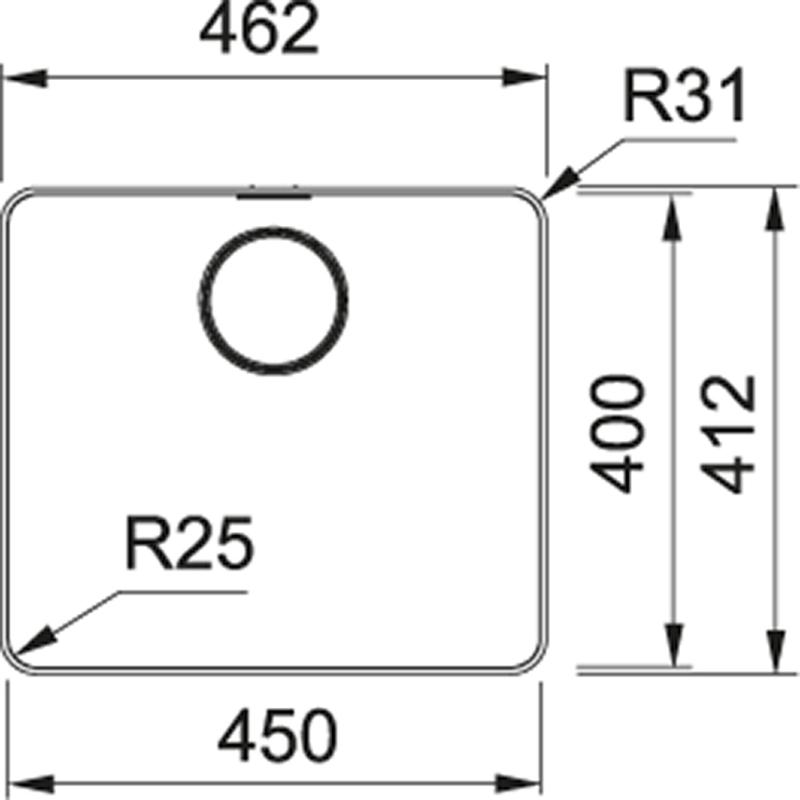 Franke Mythos MYX 210.45 stainless steel sink 45x40cm flush-mount 127.0638.275