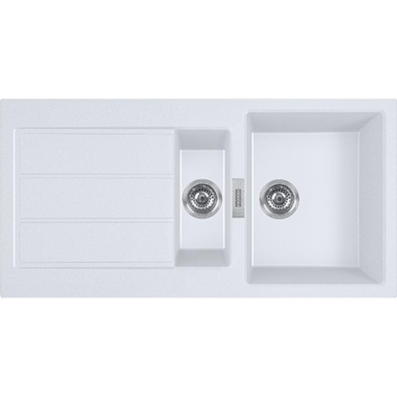 Franke Sirius 2 S2D 651 muovinen 1,5-kertainen tiskiallas valkoisella valutustasolla päälle asennettava 100x50 143.0634.555