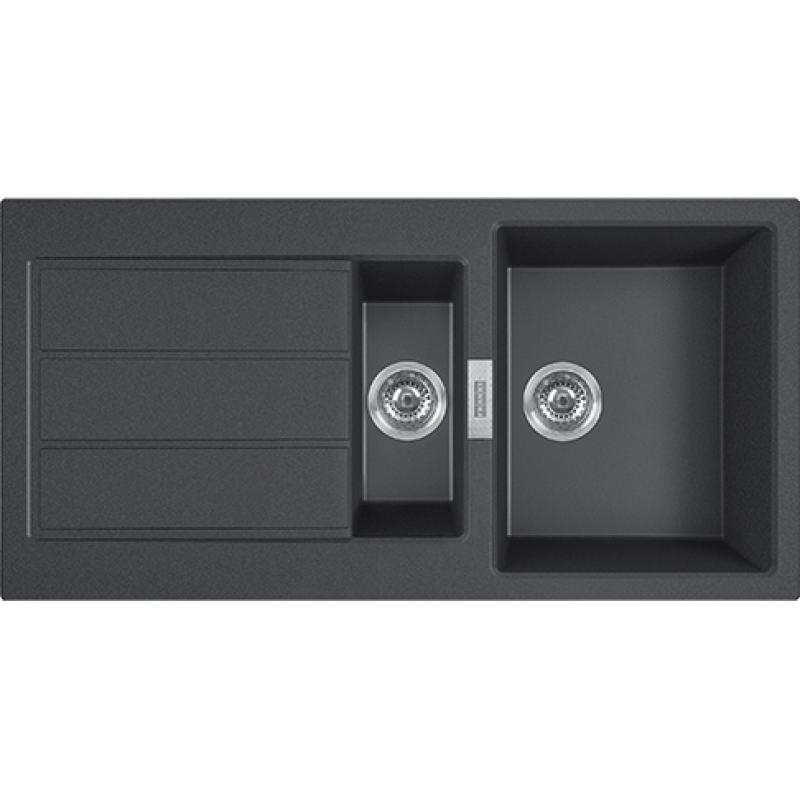 Franke Sirius 2 S2D 651 musta muovi 1,5 puolitoista pesuallas tiputusalustalla 100x50 143.0634.554