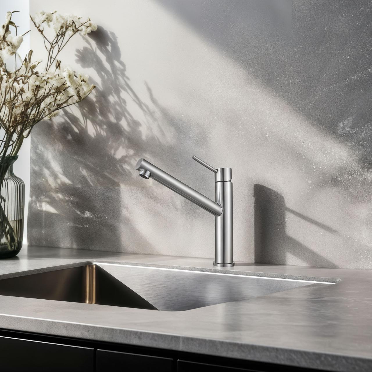 Franke Orbit solid stainless steel high kitchen tap with swivel spout stainless steel 115.0600.928 - Productafbeelding 2