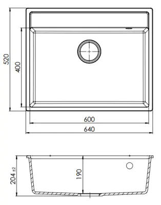 GraniteMy Bremenin graniittiallas 64x52 cm, musta päälle asennus, ala-asennus ja tasoon upotus hanareiällä 1208953874