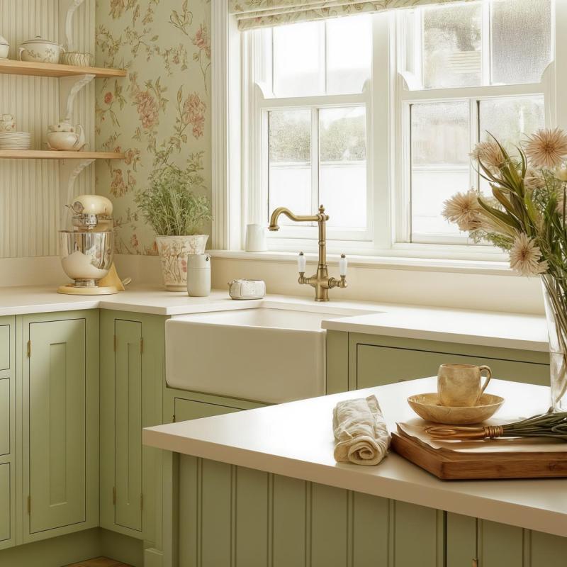 PB Nostalginen klassinen maalaiskeittiöhana Pronssi valkoisilla kahvoilla 1208953913