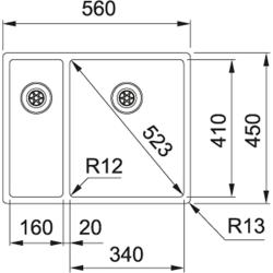 Franke Bolero plus R12 BXX 260 BR 1,5 puolitoista ruostumattomasta teräksestä valmistettu allas tasoon asennettava 127.0455.331