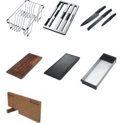 Franke Box Center BWX220-54-27 ruostumattomasta teräksestä valmistettu vasemmanpuoleinen allas leikkuulaudan, veitsisarjan ja lankakorin kanssa 86x51cm 127.0587.643