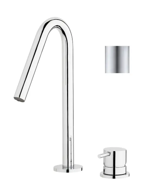 Waterevolution Flow 2-hole sink faucet full stainless steel with small V-Shaped 127mm spout T1121VIE