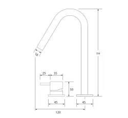 Waterrevolution Flow 2-reikäinen pesuallashana kromi korkealla V 120 mm:n juoksuputkella T1122V01