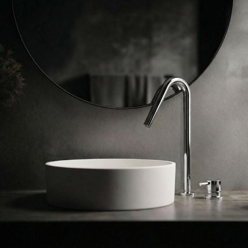 Waterevolution Flow 2-hole sink faucet chrome with high V-Shaped 227mm spout T1122V01