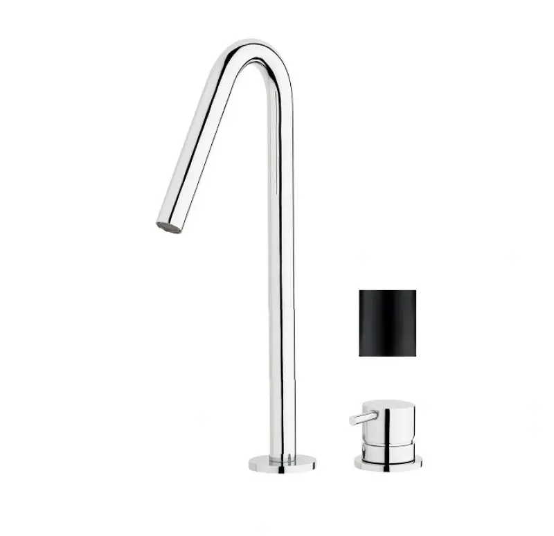Waterevolution Flow 2-reikäinen pesuallashana musta korkealla V 120mm ulostulolla T1122VPR